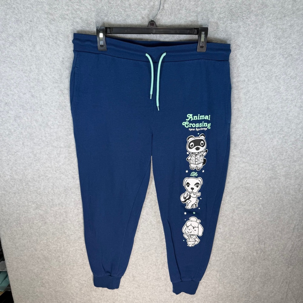 Animal Crossing New Horizons Navy Blue Jogger Sweatpants Tom Nook Isabelle XL